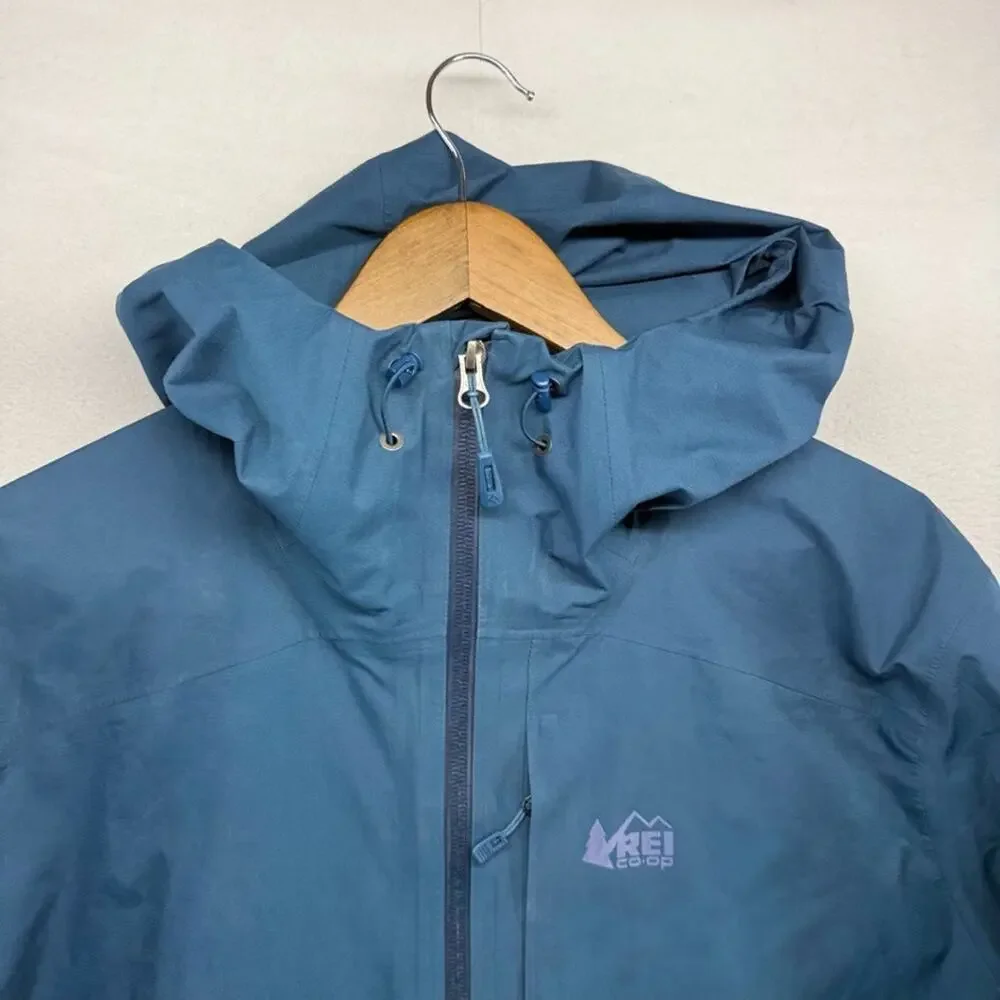 REI Rain jacket Women's 2XL Blue Full Zip Goretex Hooded Hood Waterproof Outdoor - Picture 3 of 13
